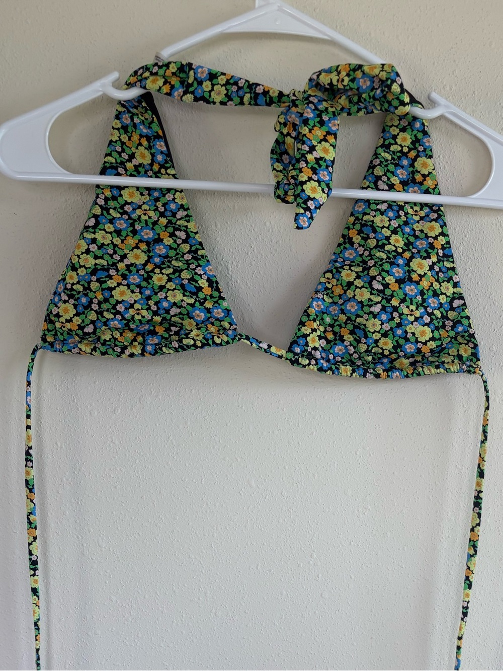 Baltic Born Kas Triangle Halter Bikini Top Green Multi Floral Small S0615D